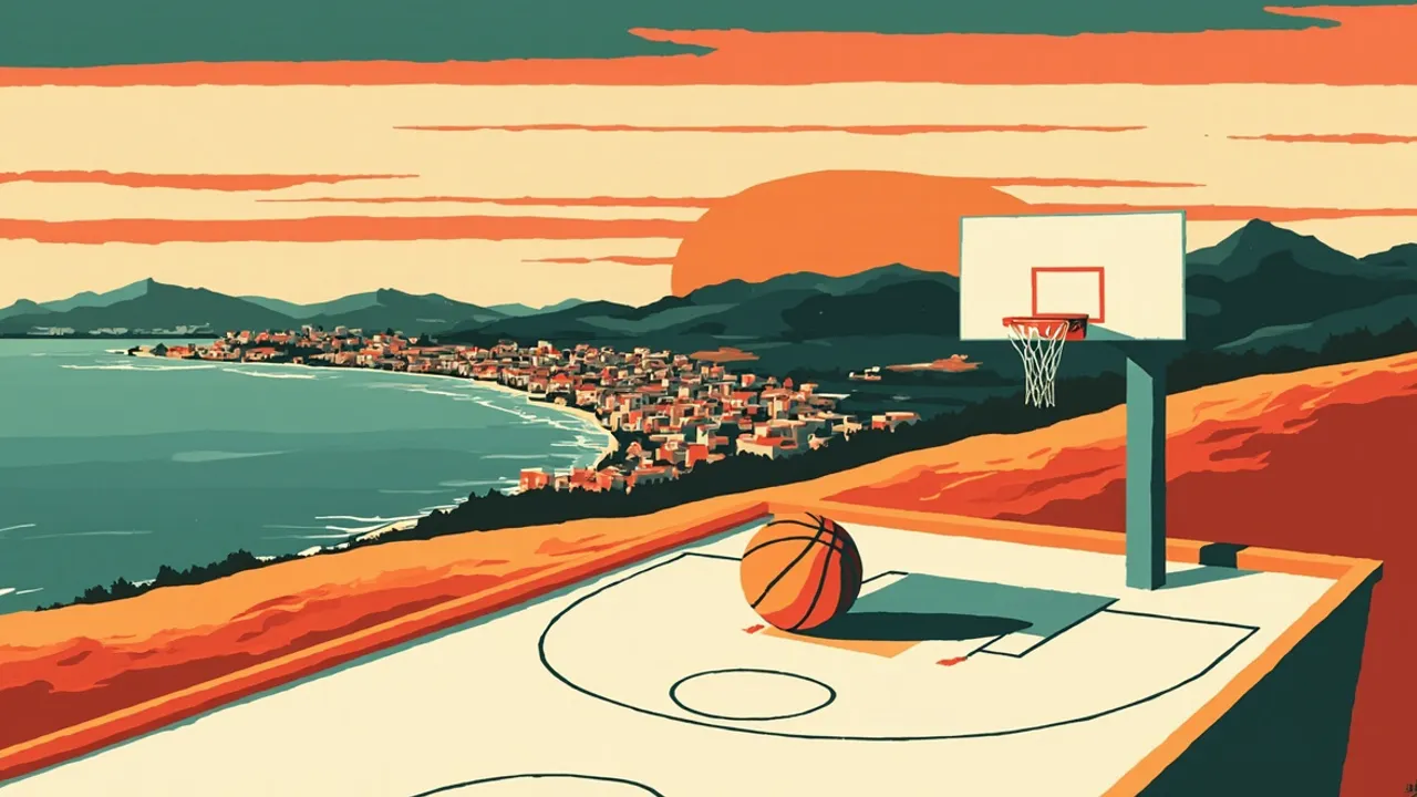 Illustration graphique d’une scène de basket-ball