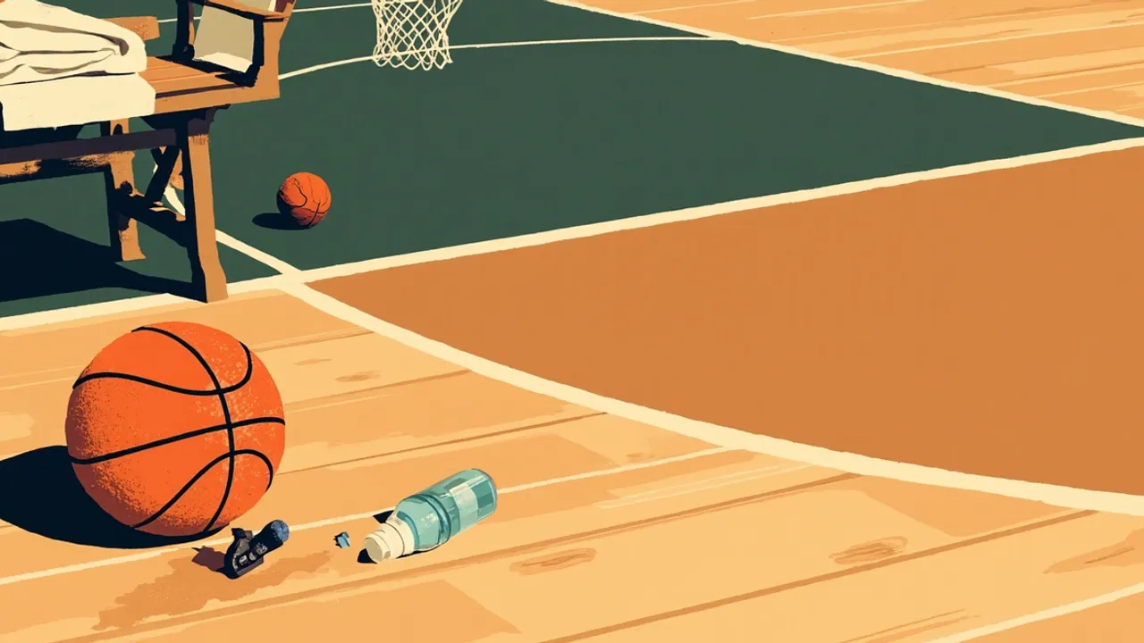 Illustration graphique d'une scène de basketball