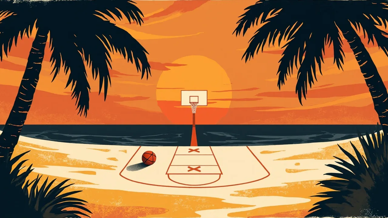Illustration graphique d'une scène de basketball