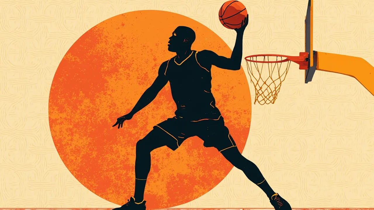 Illustration graphique d'une scène de basketball